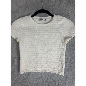 Hollister ribbed white cropped baby tee Medium